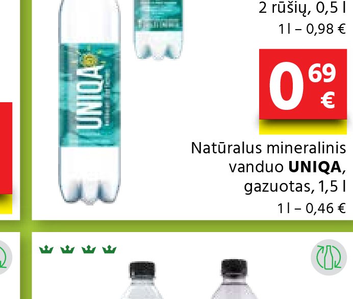 Natūralus mineralinis vanduo UNIQA, 1.5 l