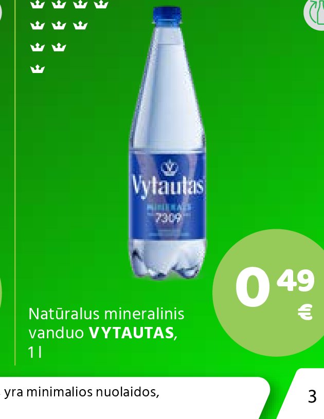 Natūralus mineralinis vanduo VYTAUTAS, 1 l