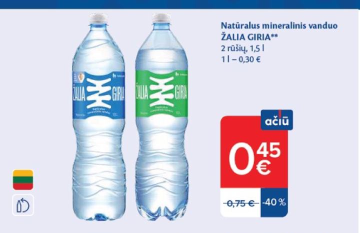 Natūralus mineralinis vanduo ŽALIA GIRIA, 1.5 l