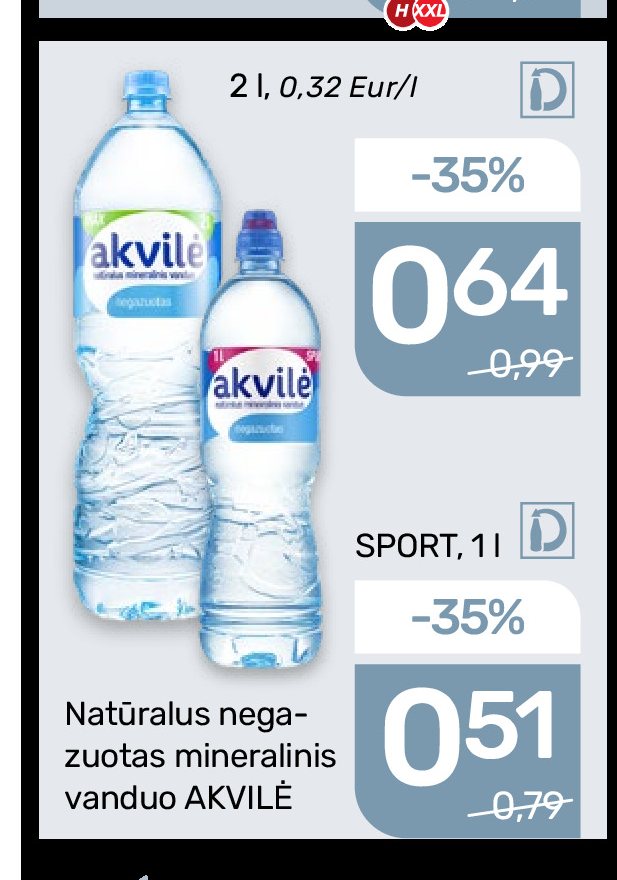 Natūralus negazuotas mineralinis vanduo AKVILĖ