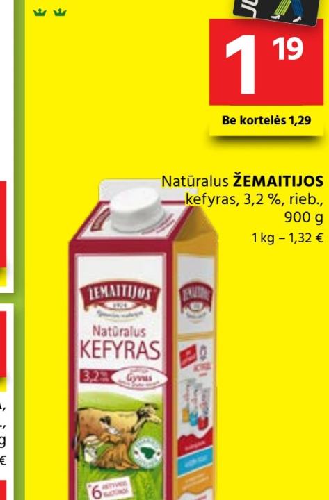 Natūralus ŽEMAITIJOS kefyras, 900 g