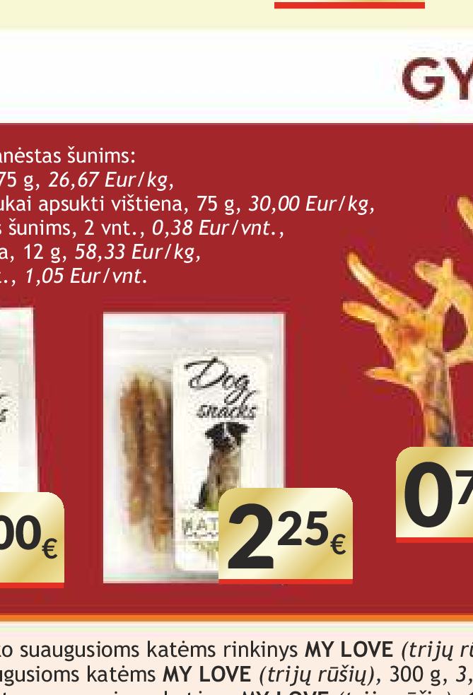 NATURE LIVING skanėstas šunims: galvijų odos pagaliukai apsukti vištiena, 75 g