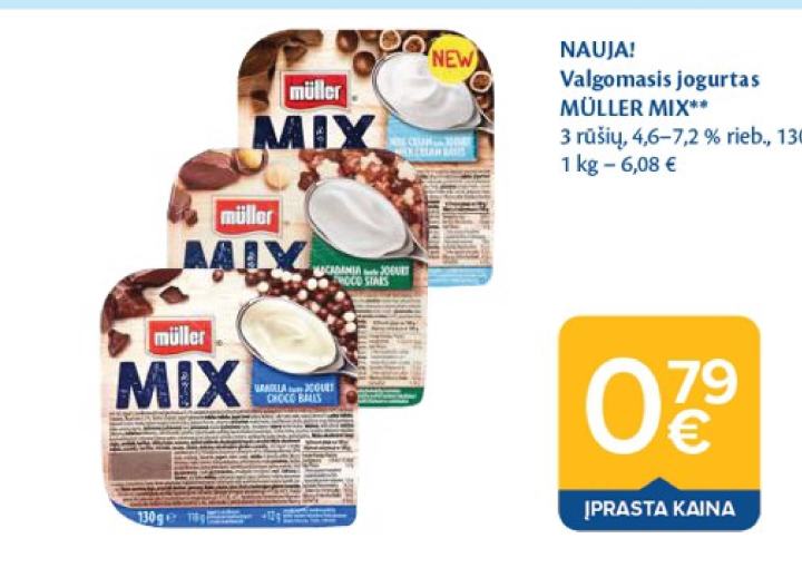 NAUJA! Valgomasis jogurtas MÜLLER MIX, 130 g