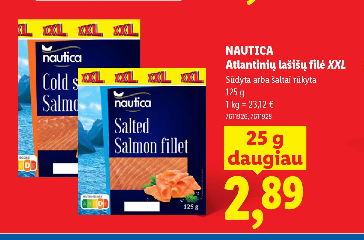 NAUTICA Atlantinių lašišų filė XXL, 125 g