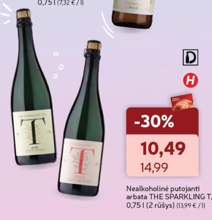 Nealkoholinė putojanti arbata THE SPARKLING T, 0.75 l