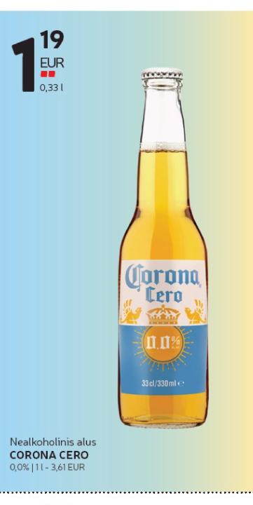 Nealkoholinis alus CORONA CERO, 1 l