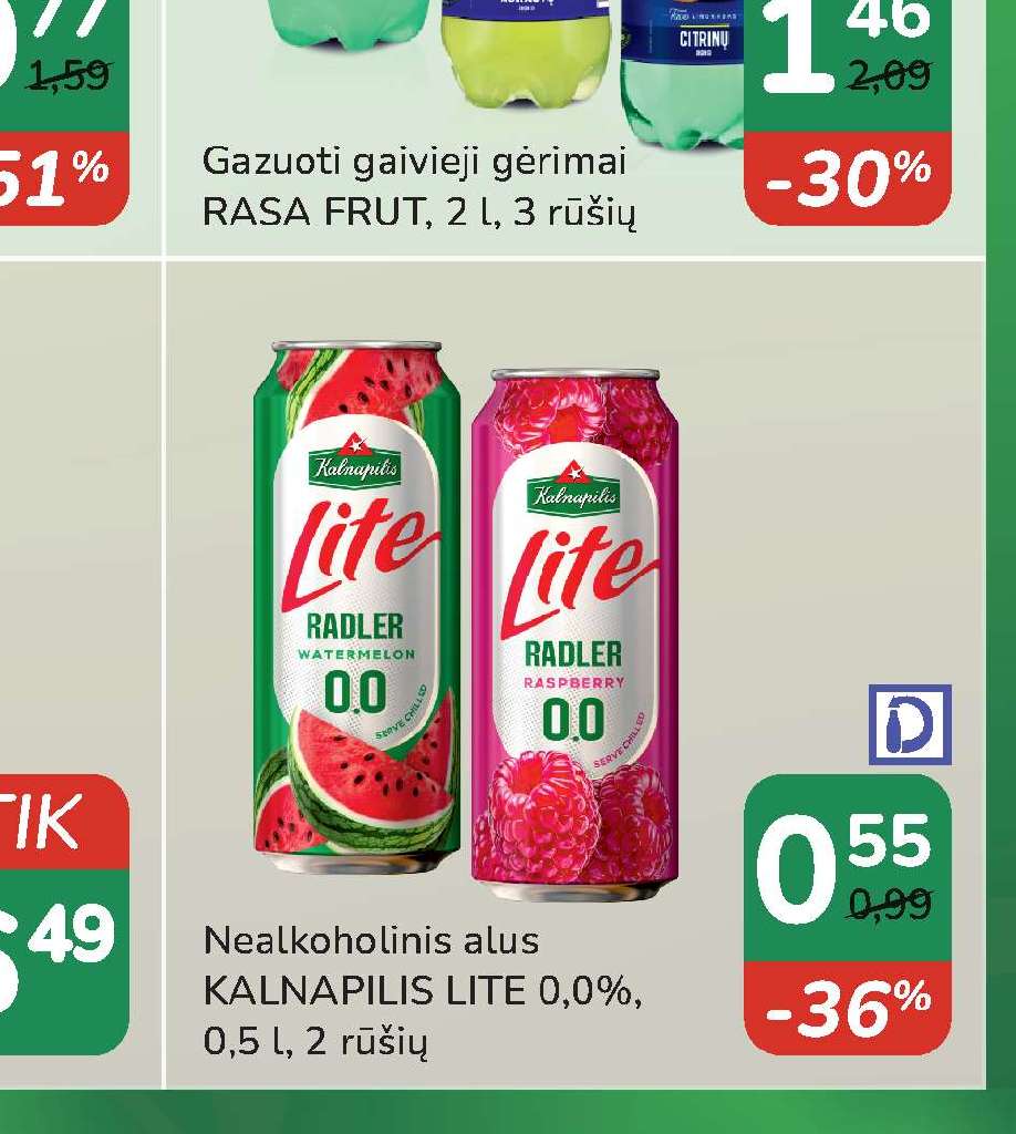Nealkoholinis alus KALNAPILIS LITE 0,0%, 0.5 l