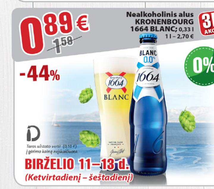 Nealkoholinis alus KRONENBOURG 1664 BLANC