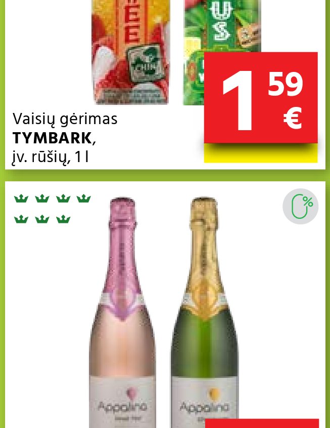 Nealkoholinis gazuotas vynas APPALINA, 0.75 l