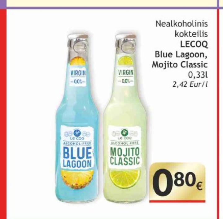 Nealkoholinis kokteilis LECOQ Blue Lagoon, Mojito Classic, 0.33 l