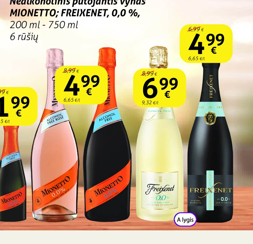 Nealkoholinis putojantis vynas MIONETTO; FREIXENET, 200 ml - 750 ml