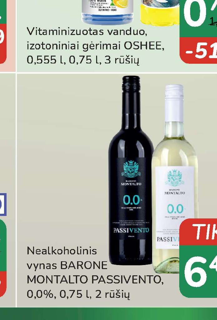 Nealkoholinis vynas BARONE MONTALTO PASSIVENTO, 0.75 l