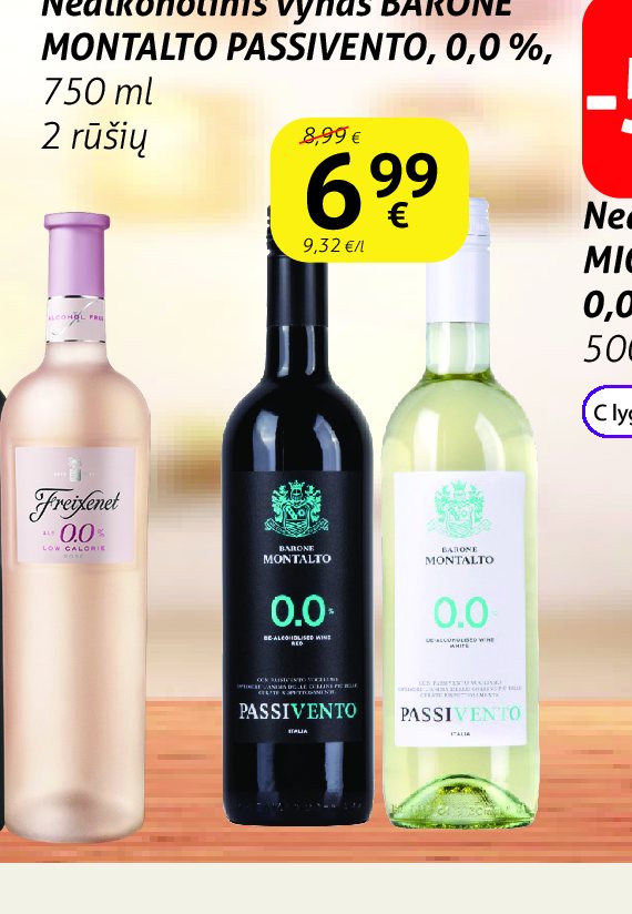 Nealkoholinis vynas BARONE MONTALTO PASSIVENTO, 750 ml