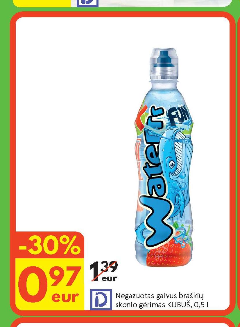 Negazuotas gaivus braškių skonio gėrimas KUBUS, 0.5 l