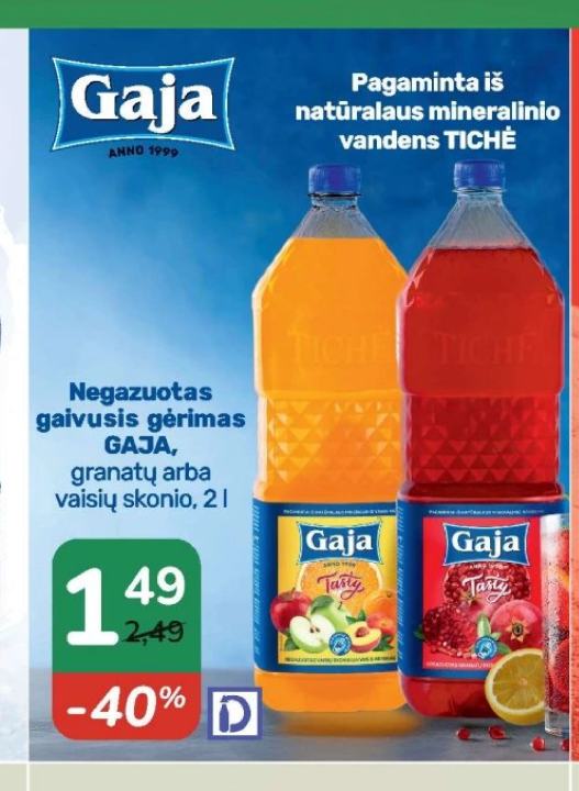 Negazuotas gaivusis gėrimas GAJA, 2 l