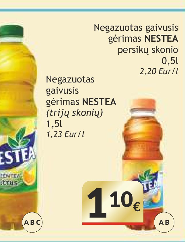 Negazuotas gaivusis gėrimas NESTEA persikų skonio, 0.5 l