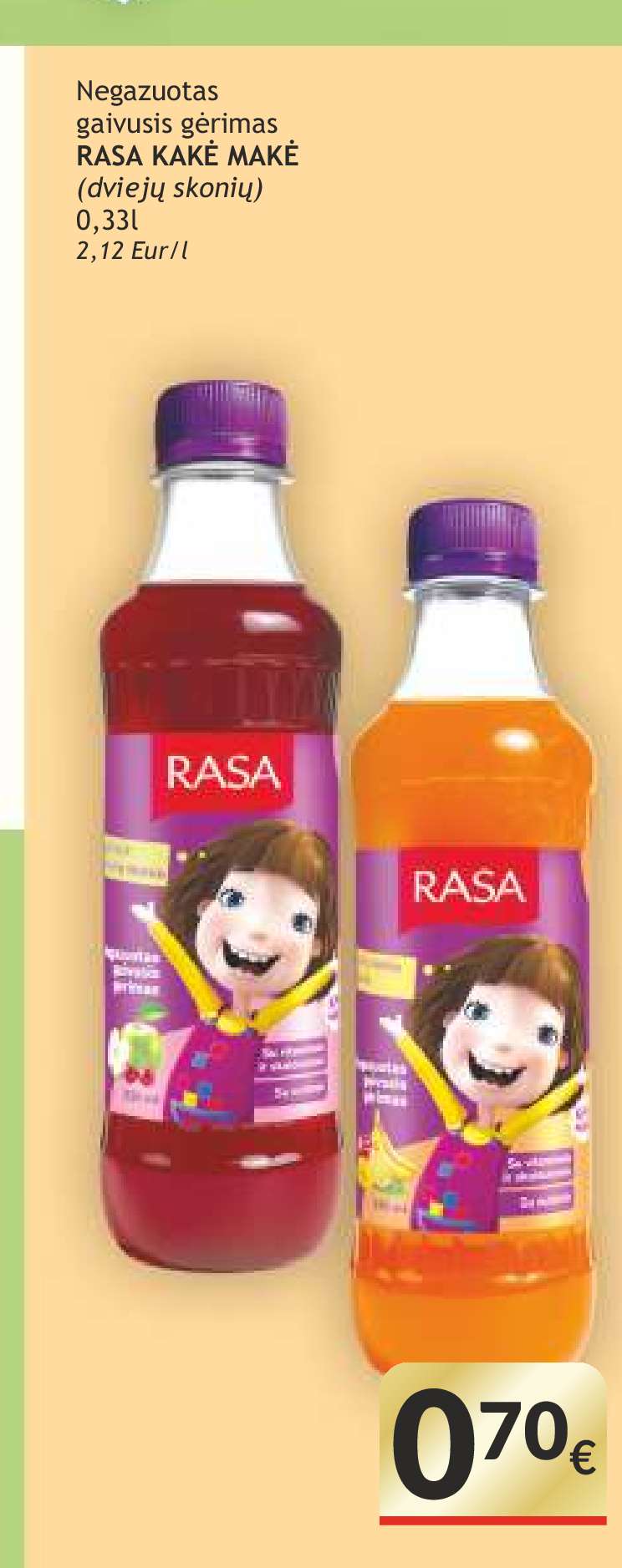 Negazuotas gaivusis gėrimas RASA KAKĖ MAKĖ, 0.33 l