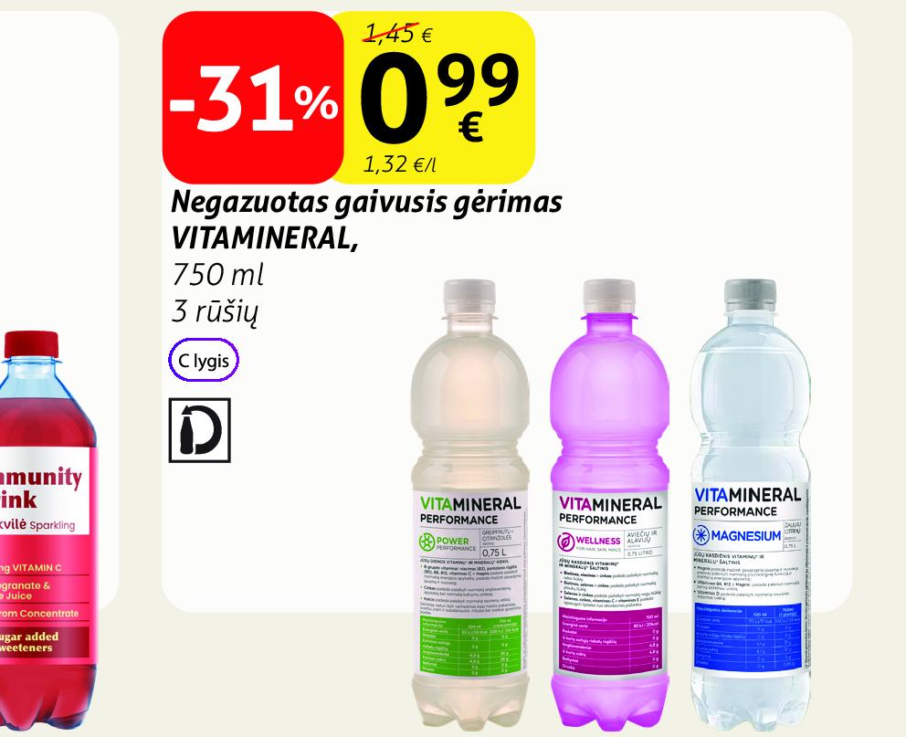 Negazuotas gaivusis gėrimas VITAMINERAL, 750 ml