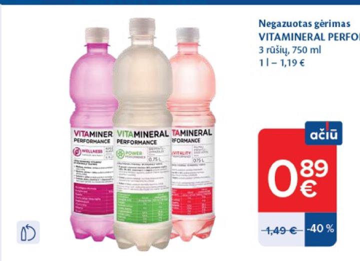 Negazuotas gėrimas VITAMINERAL PERFORMANCE, 750 ml
