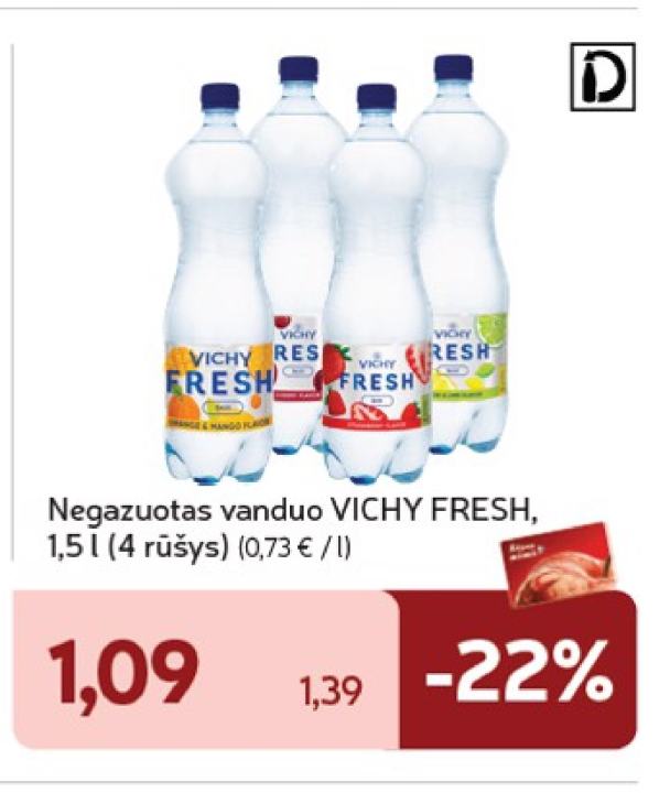 Negazuotas vanduo VICHY FRESH, 1.5 l