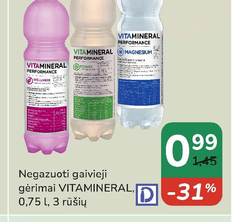 Negazuoti gaivieji gėrimai VITAMINERAL, 0.75 l