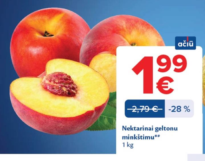 Nektarinai geltonu minkštimu, 1 kg