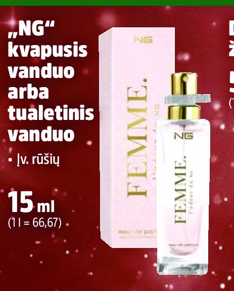 „NG“ kvapusis vanduo arba tualetinis vanduo, 15 ml