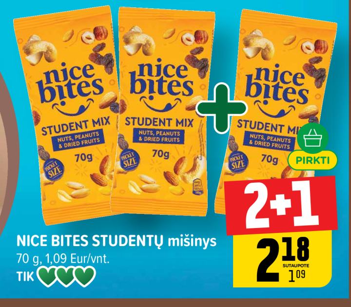 NICE BITES STUDENTŲ mišinys, 70 g