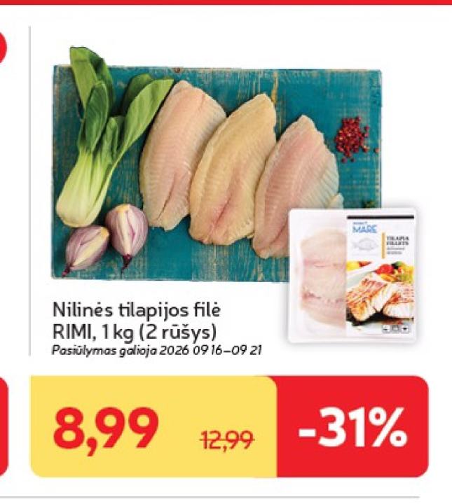 Nilinės tilapijos filė RIMI, 1 kg