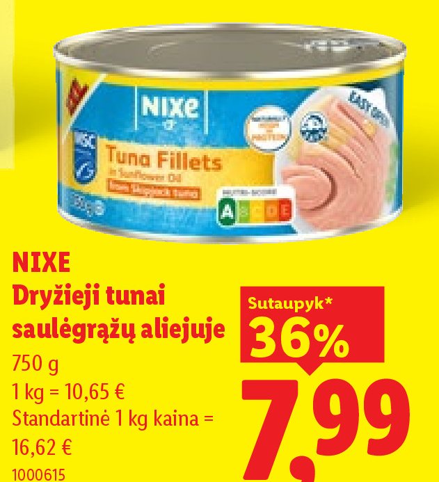 NIXE Dryžieji tunai saulėgrąžų aliejuje, 750 g