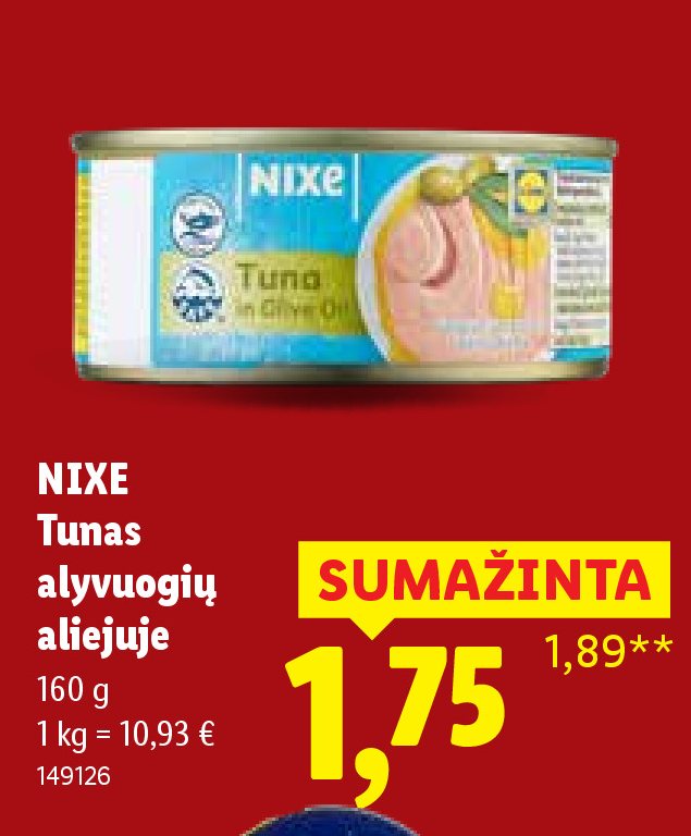 NIXE Tunas alyvuogių aliejuje, 160 g
