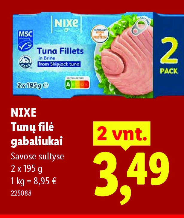 NIXE Tunų filė gabaliukai, 2 x 195 g