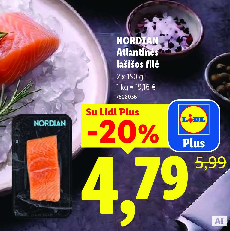 NORDIAN Atlantinės lašišos filė, 2 x 150 g