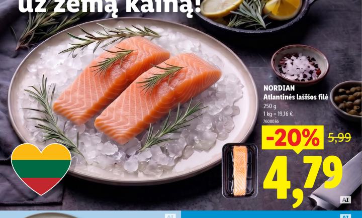 NORDIAN Atlantinės lašišos filė, 250 g