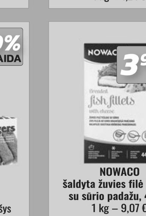 NOWACO šaldyta žuvies filė tešloje su sūrio padažu, 440 g