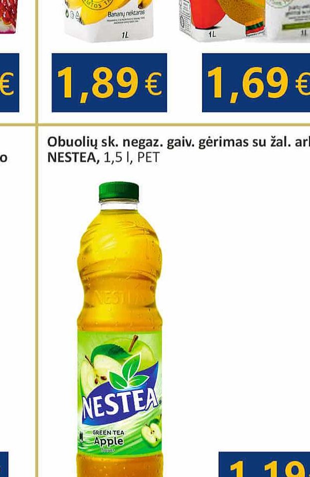 Obuolių sk. negaz. gaiv. gėrimas su žal. arbata NESTEA, 1.5 l