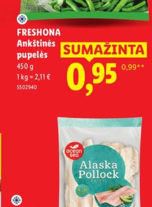 OCEAN SEA Aliaskinių menkių filė be odos, 475 g