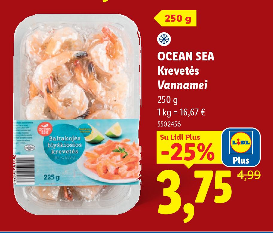 OCEAN SEA Krevetės Vannamei, 250 g