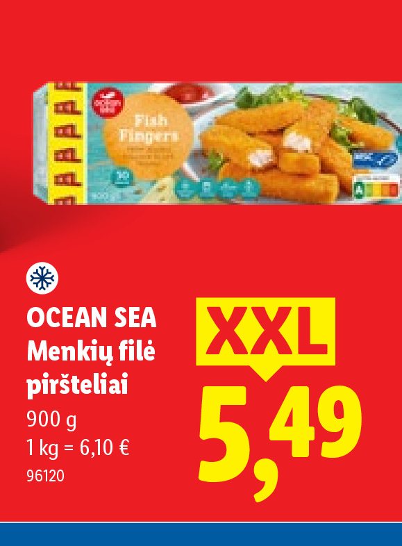 OCEAN SEA Menkių filė piršteliai, 900 g
