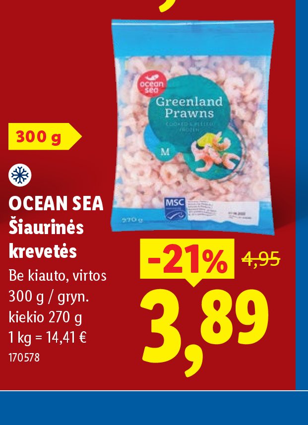 OCEAN SEA Šiaurinės krevetės, 300 g