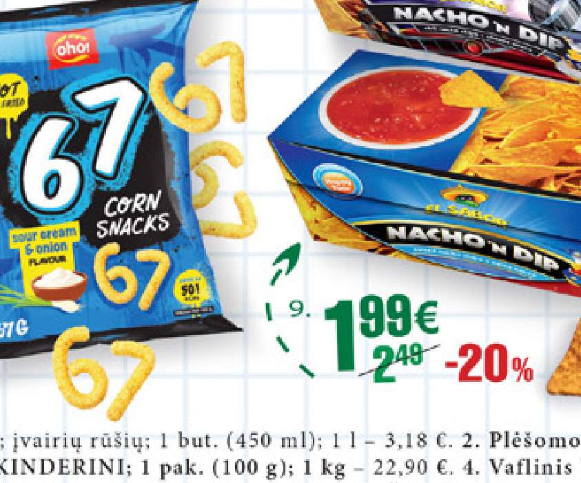 OHO! 67 grietinės ir svogūnų skonio kukurūzų traškučiai, 67 g