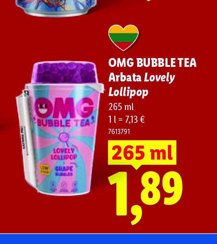 OMG BUBBLE TEA Arbata Lovely Lollipop, 265 ml