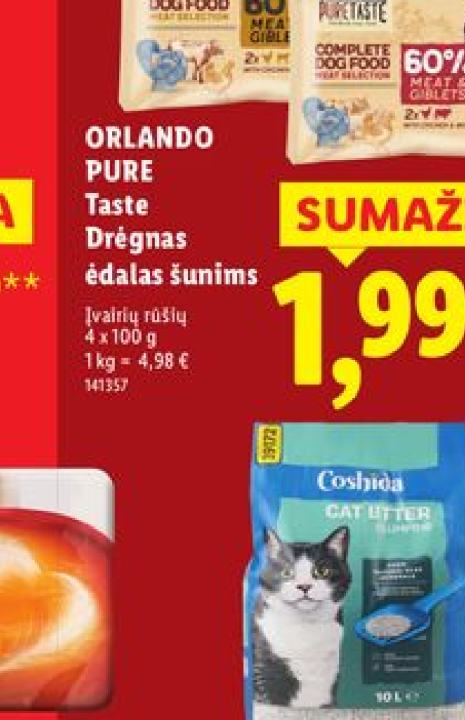 ORLANDO PURE TASTE Drėgnas ėdalas šunims, 4 x 100 g