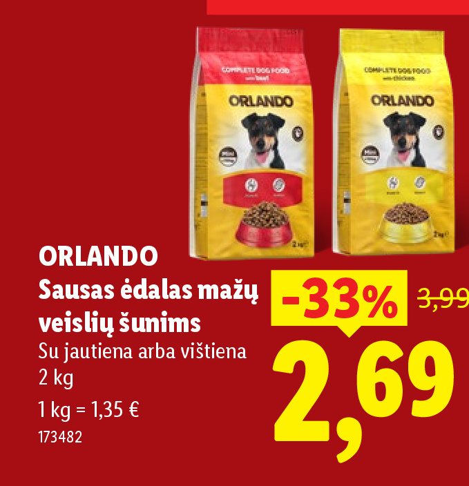 ORLANDO Sausas ėdalas mažų veislių šunims, 2 kg