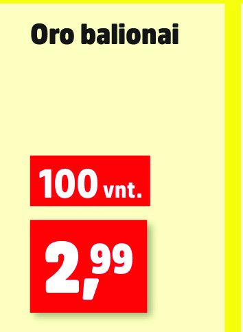 Oro balionai, 100 vnt
