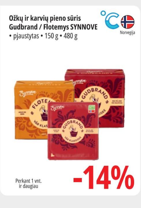 Ožkų ir karvių pieno sūris Gudbrand / Flotemys SYNNOVE, 150 g