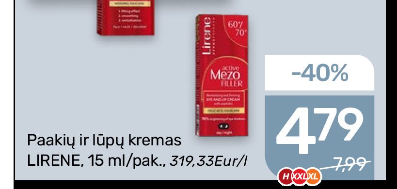 Paakių ir lūpų kremas LIRENE, 15 ml