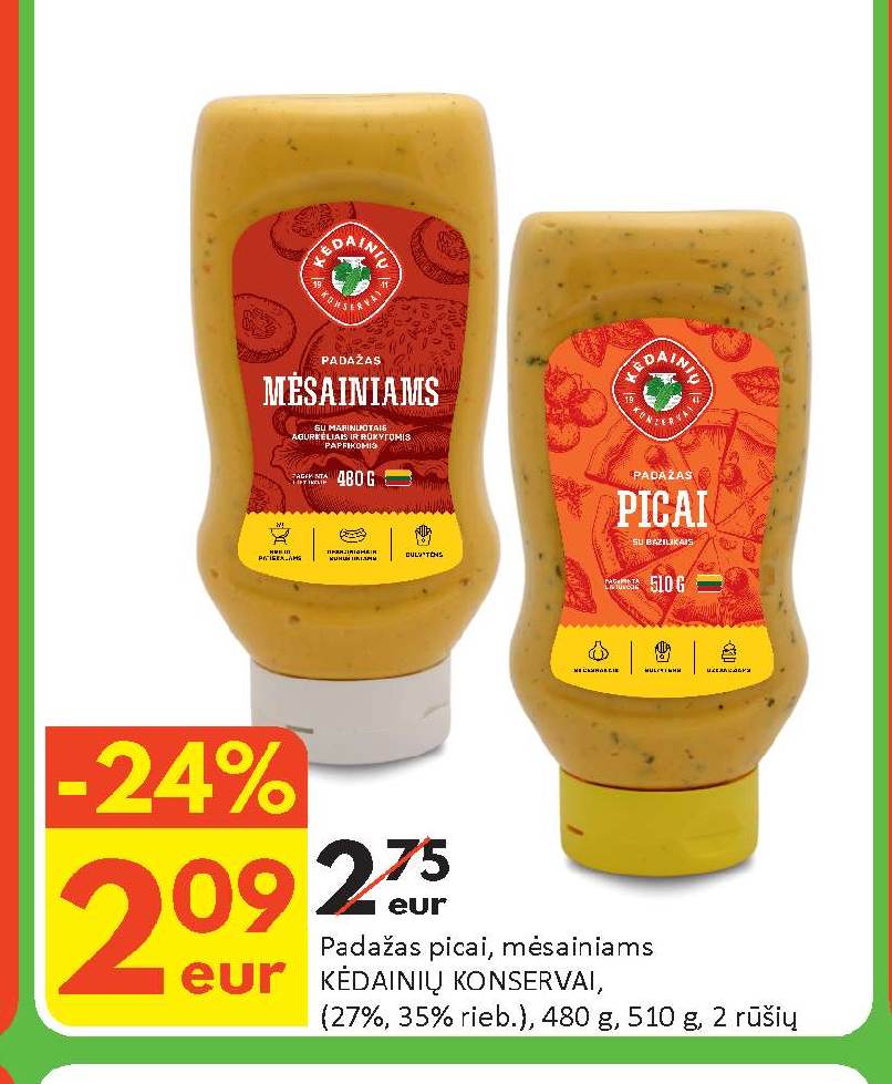 Padažas picai, mėsainiams KĖDAINIŲ KONSERVAI, 480 g