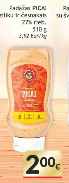 Padažas PICAI su baziliku ir česnakais, 510 g