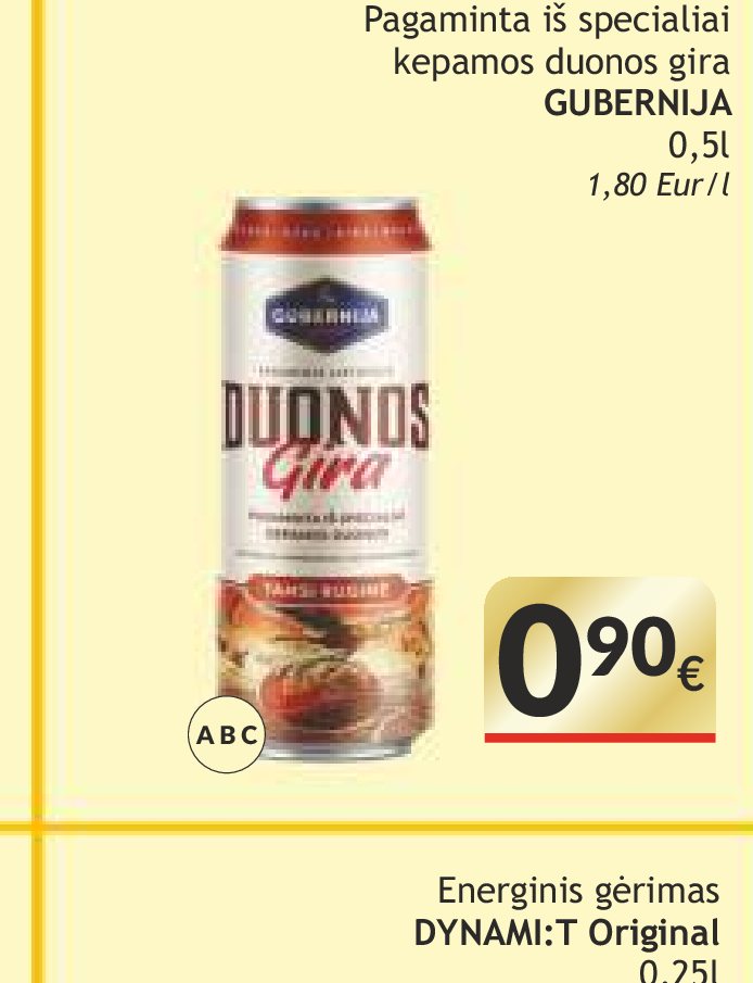 Pagaminta iš specialiai kepamos duonos gira GUBERNIJA, 0.5 l